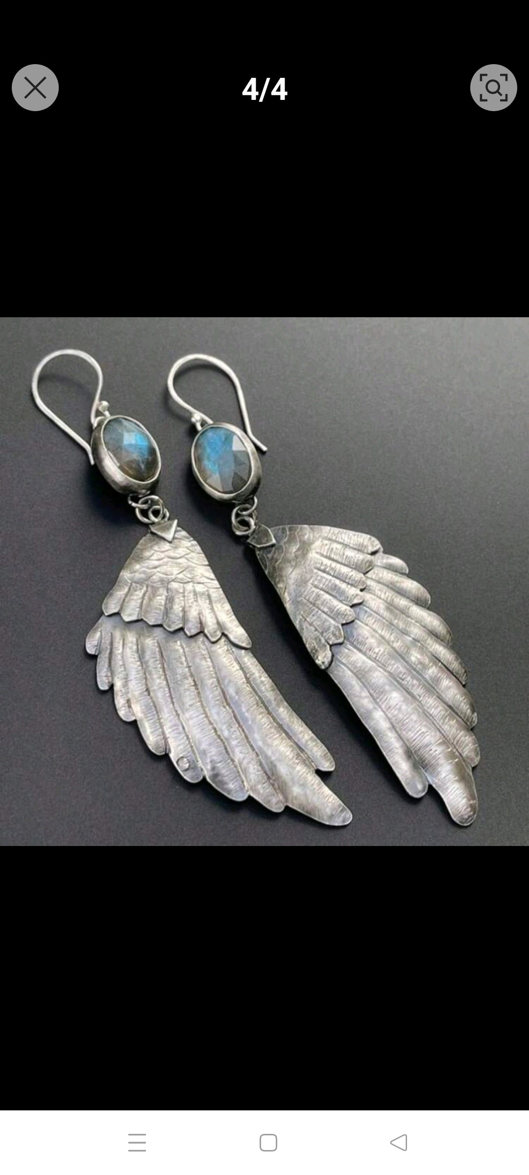 Angel wings silver color handmade earrings