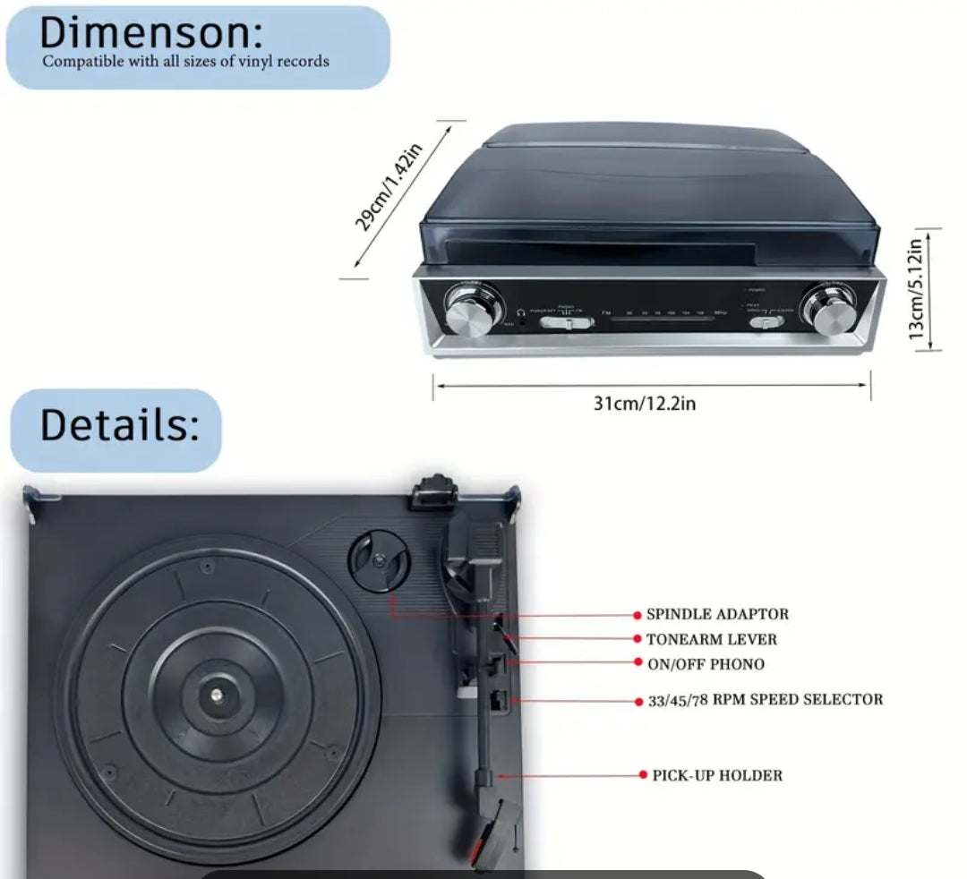 Vinyl Record Player,FM Radio